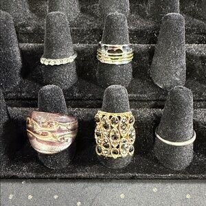 Lot of 5 Elegant Silver and Gold-Tone Ring Number 8